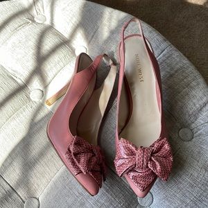 Pink bow Nine West Slingback heels